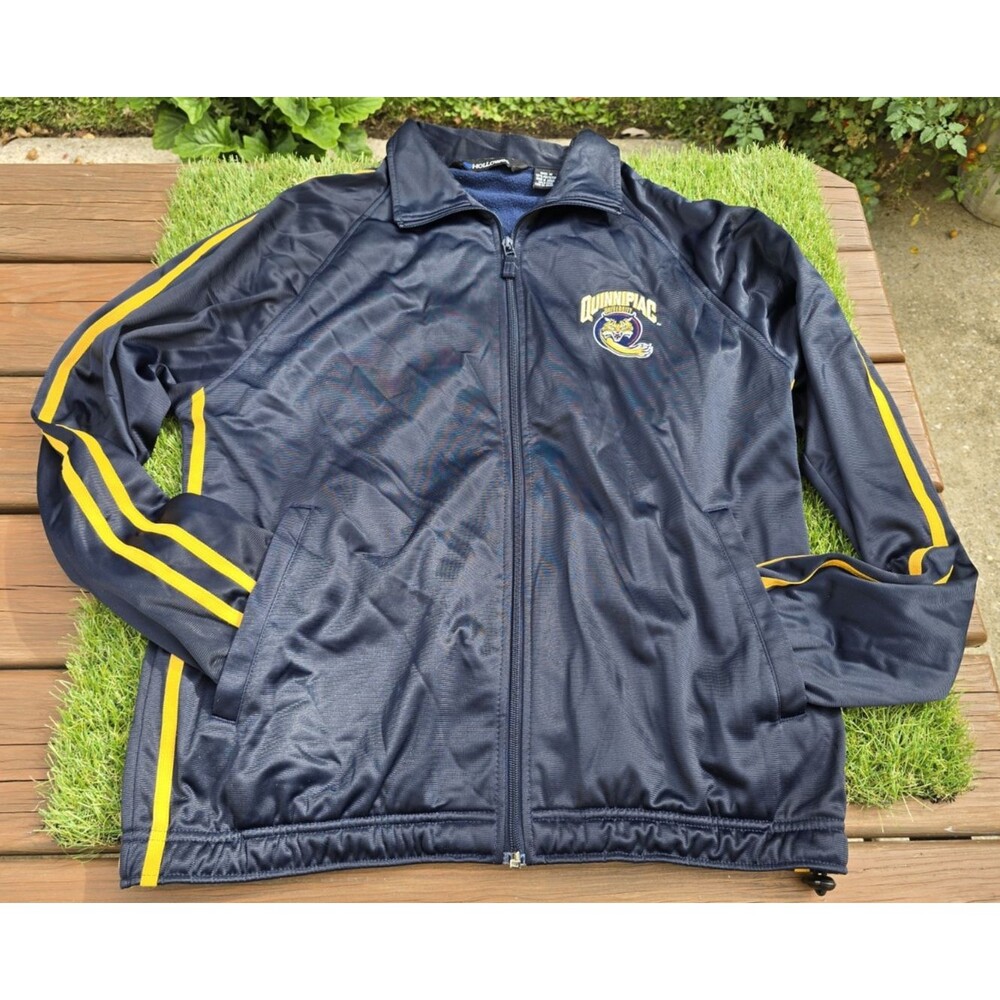 Vintage Quinnipiac University Bobcats Navy Track Jacket Size Medium Zip Up